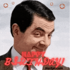 Funny Happy Birthday Gif of Mr. Bean