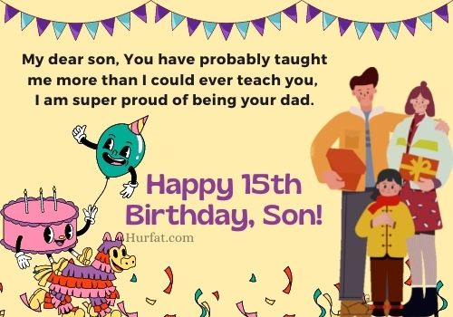 Unusual Unique Cool Fifteenth 15 year old Son Special 15th Birthday Son Card 